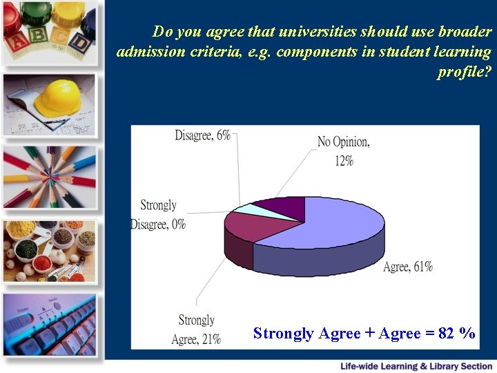 Do you agree that universities should use broader admission criteria, e. g. components in