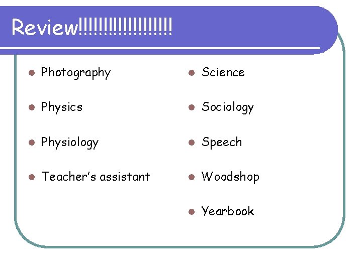 Review!!!!!!!!!! l Photography l Science l Physics l Sociology l Physiology l Speech l