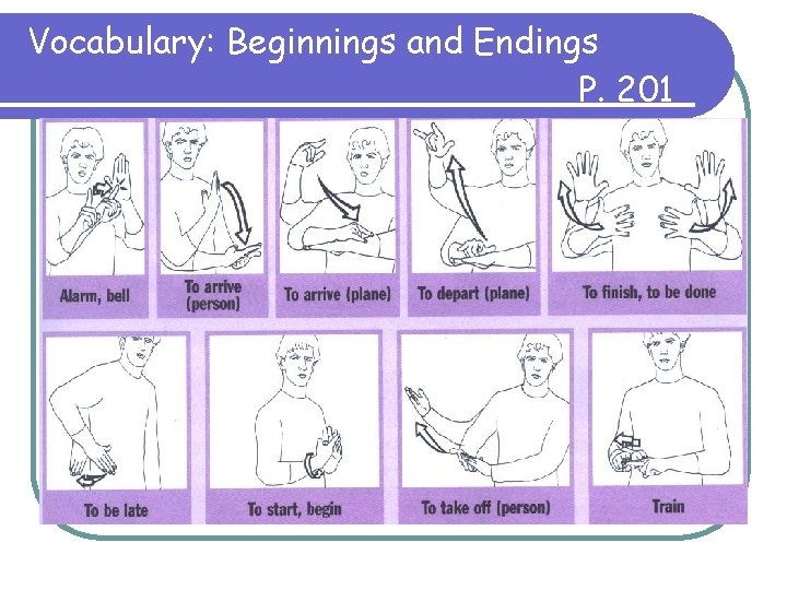 Vocabulary: Beginnings and Endings P. 201 