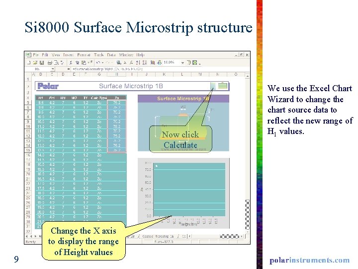 Si 8000 Surface Microstrip structure Now click Calculate 9 Change the X axis to