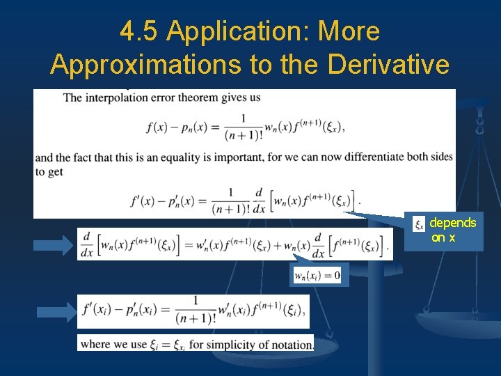 4. 5 Application: More Approximations to the Derivative depends on x 