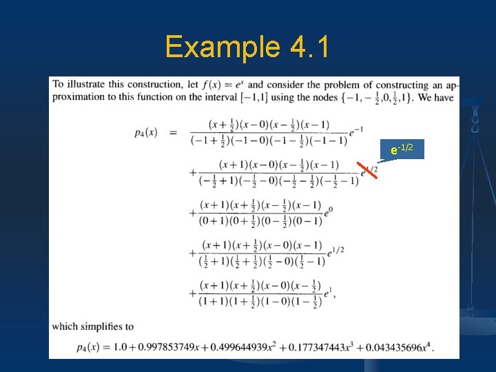 Example 4. 1 e-1/2 