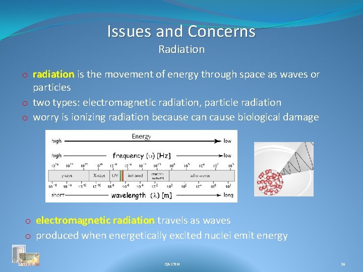 Issues and Concerns Radiation o radiation is the movement of energy through space as