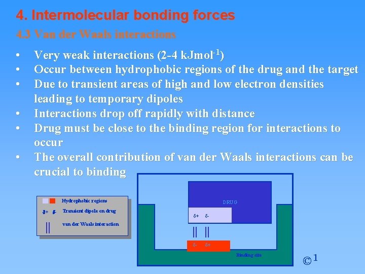 4. Intermolecular bonding forces 4. 3 Van der Waals interactions • • • Very