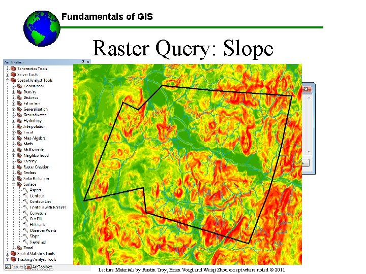 Fundamentals of GIS Raster Query: Slope Lecture Materials by Austin Troy, Brian Voigt and