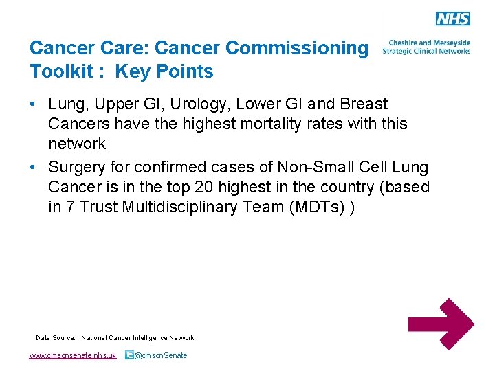 Cancer Care: Cancer Commissioning Toolkit : Key Points • Lung, Upper GI, Urology, Lower