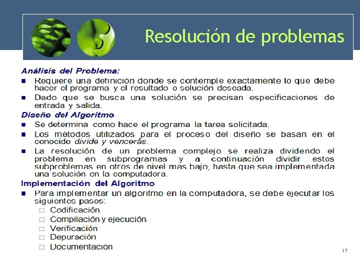 Resolución de problemas 17 Resolución de problemas 17
