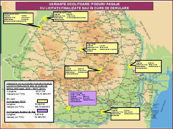 VARIANTE OCOLITOARE/ PODURI/ PASAJE CU LICITAŢII FINALIZATE SAU ÎN CURS DE DERULARE Varianta de