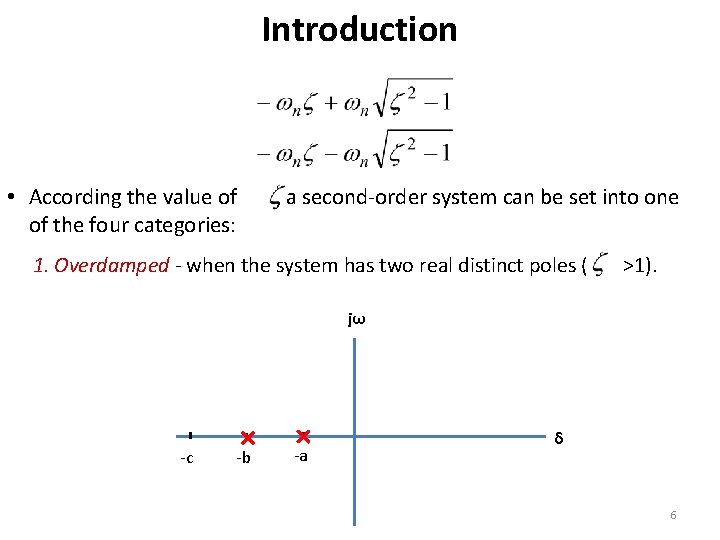 Introduction • According the value of , a second-order system can be set into