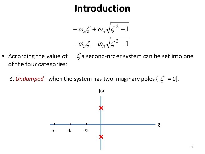 Introduction • According the value of , a second-order system can be set into