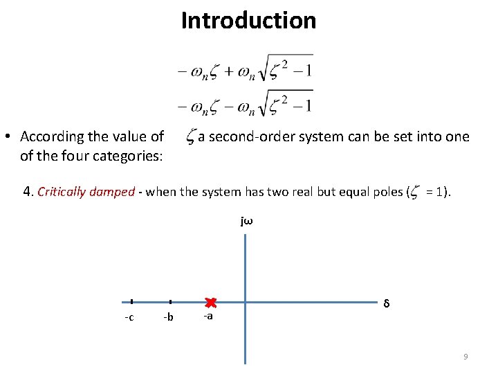 Introduction • According the value of , a second-order system can be set into