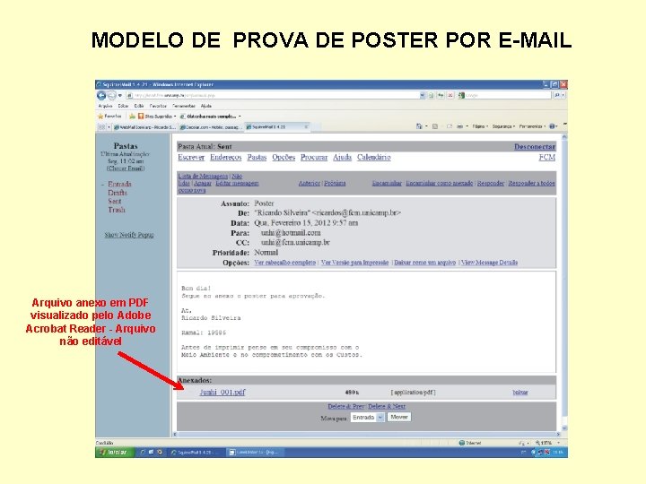 MODELO DE PROVA DE POSTER POR E-MAIL Arquivo anexo em PDF visualizado pelo Adobe