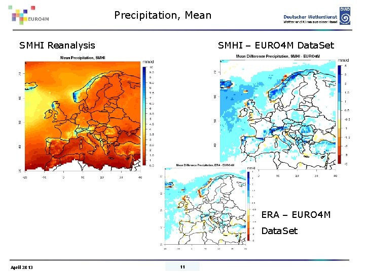 Precipitation, Mean SMHI Reanalysis SMHI – EURO 4 M Data. Set ERA – EURO