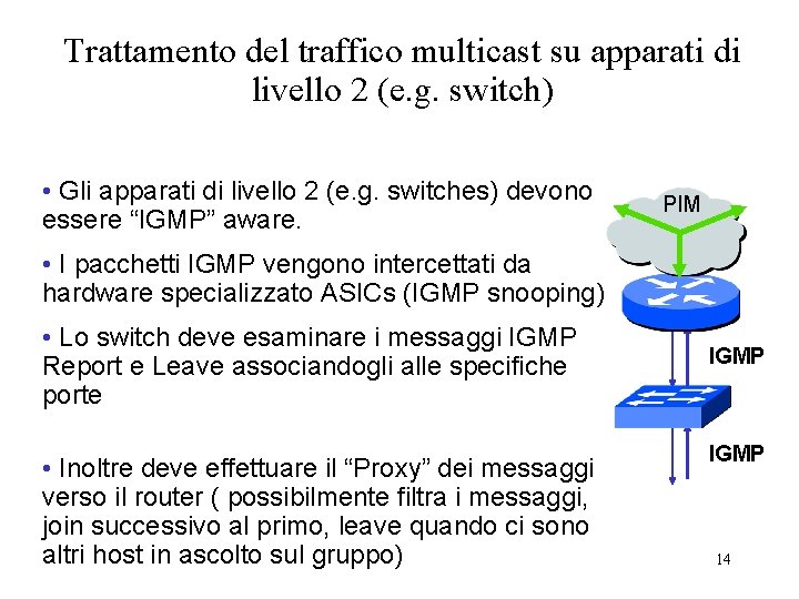 Trattamento del traffico multicast su apparati di livello 2 (e. g. switch) • Gli