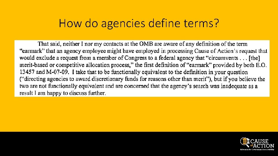 How do agencies define terms? 