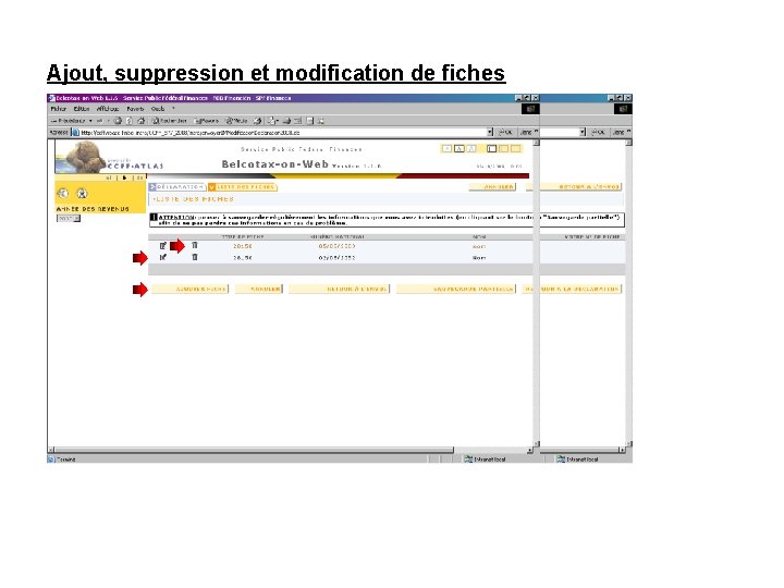 Ajout, suppression et modification de fiches 