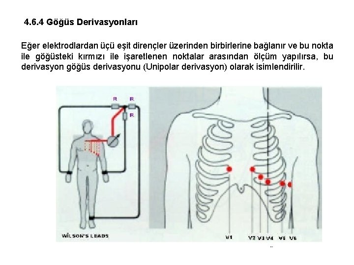 4. 6. 4 Göğüs Derivasyonları Eğer elektrodlardan üçü eşit dirençler üzerinden birbirlerine bağlanır ve