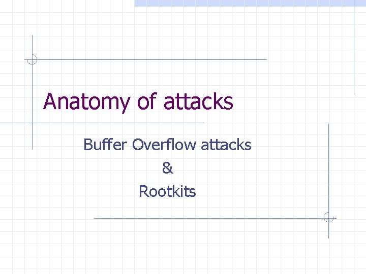 Anatomy of attacks Buffer Overflow attacks & Rootkits 