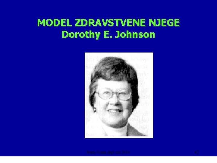 MODEL ZDRAVSTVENE NJEGE Dorothy E. Johnson Ivana Gusar, dipl. ms. 2014. 43 