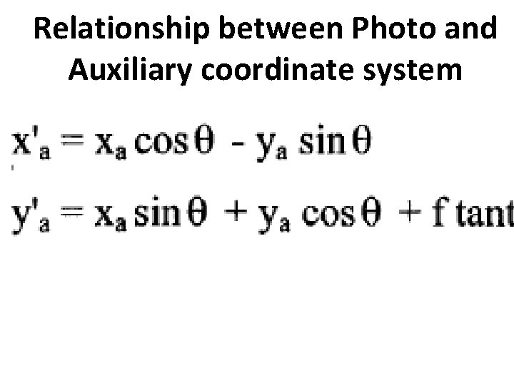 Relationship between Photo and Auxiliary coordinate system 