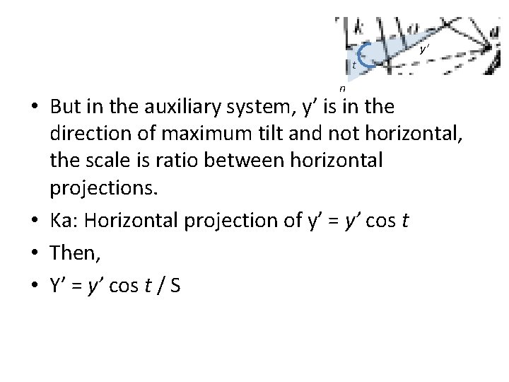 y’ t n • But in the auxiliary system, y’ is in the direction