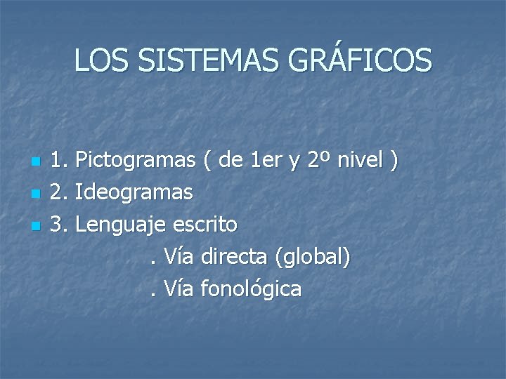 LOS SISTEMAS GRÁFICOS n n n 1. Pictogramas ( de 1 er y 2º
