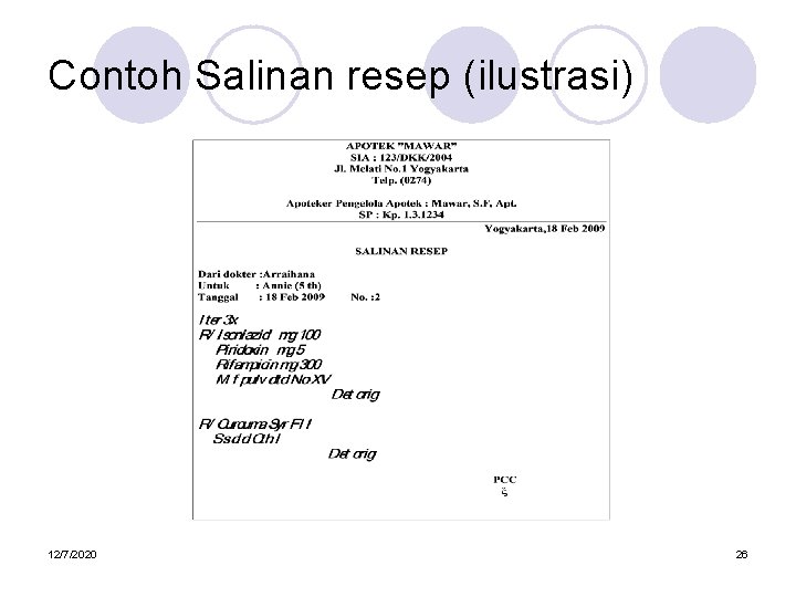 Contoh Salinan resep (ilustrasi) 12/7/2020 26 