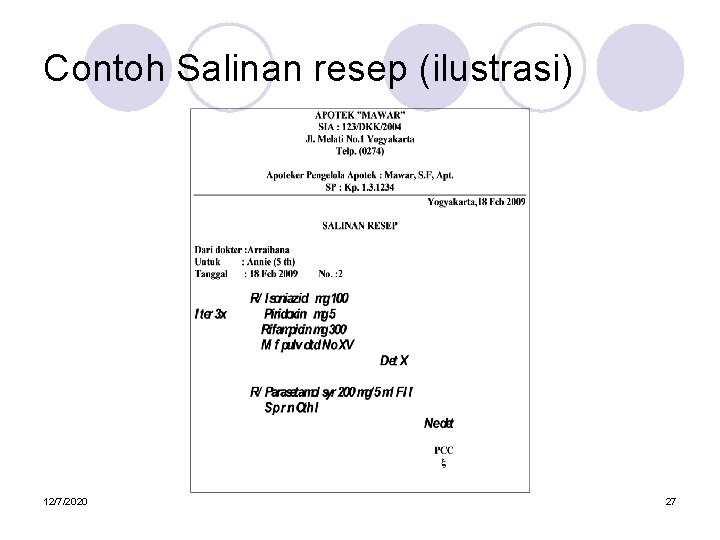 Contoh Salinan resep (ilustrasi) 12/7/2020 27 