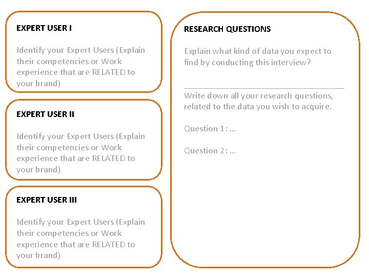 EXPERT USER I RESEARCH QUESTIONS Identify your Expert Users (Explain their competencies or Work EXPERT USER I RESEARCH QUESTIONS Identify your Expert Users (Explain their competencies or Work