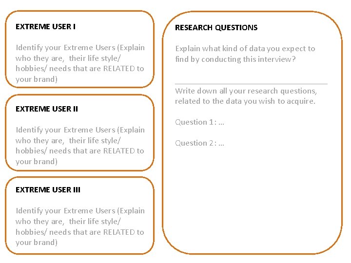 EXTREME USER I RESEARCH QUESTIONS Identify your Extreme Users (Explain who they are, their EXTREME USER I RESEARCH QUESTIONS Identify your Extreme Users (Explain who they are, their