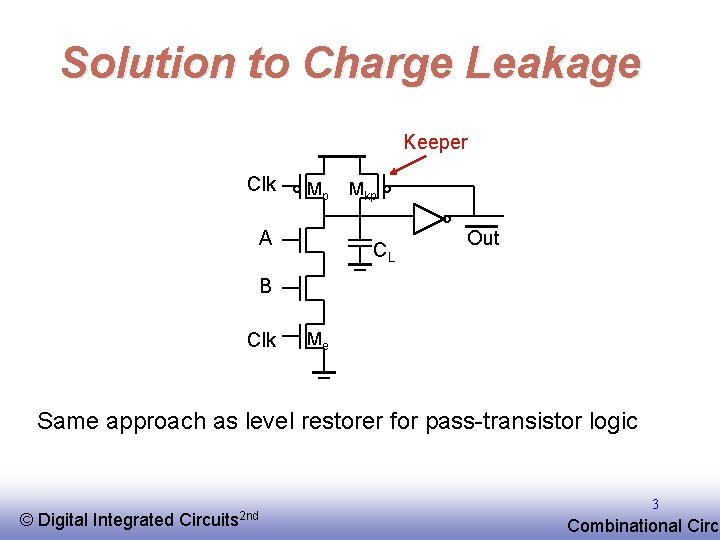 Solution to Charge Leakage Keeper Clk Mp A Mkp CL Out B Clk Me