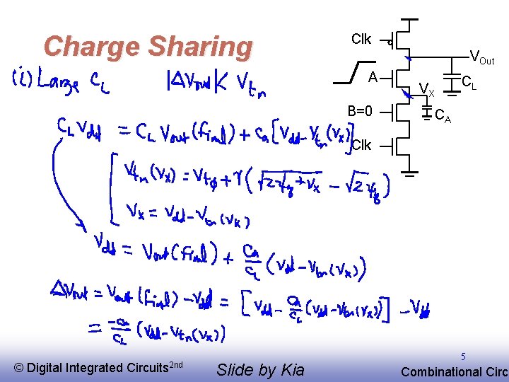 Charge Sharing Clk VOut A B=0 VX CL CA Clk © EE 141 Digital