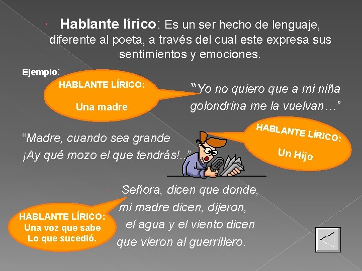 Hablante lírico: Es un ser hecho de lenguaje, diferente al poeta, a través Hablante lírico: Es un ser hecho de lenguaje, diferente al poeta, a través