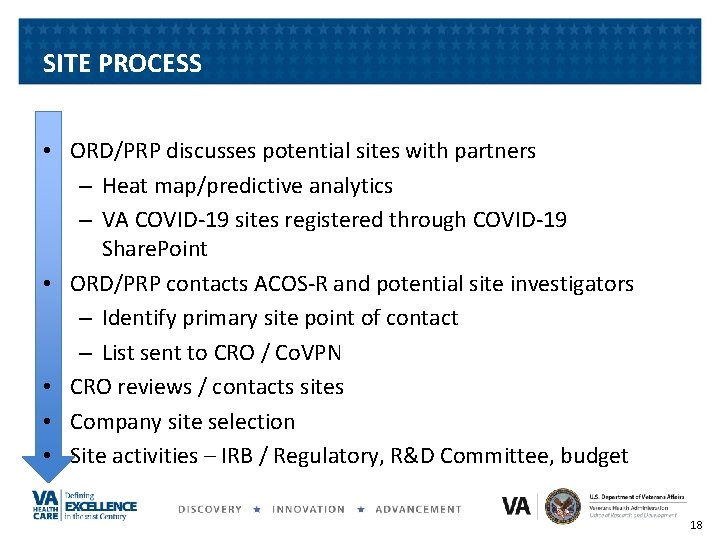 SITE PROCESS • ORD/PRP discusses potential sites with partners – Heat map/predictive analytics –