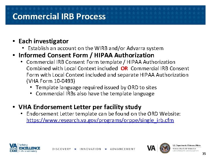 Commercial IRB Process • Each investigator • Establish an account on the WIRB and/or