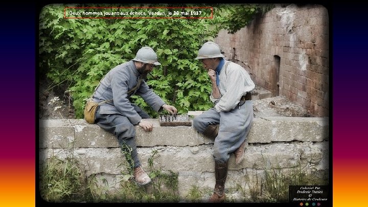 Deux hommes jouant aux échecs, Verdun, le 30 mai 1917 