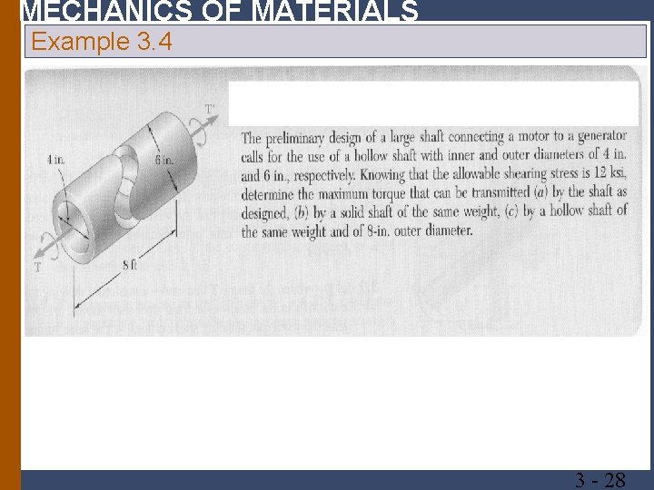 MECHANICS OF MATERIALS Example 3. 4 3 28 