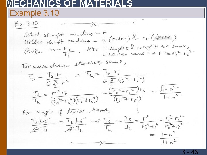 MECHANICS OF MATERIALS Example 3. 10 3 46 