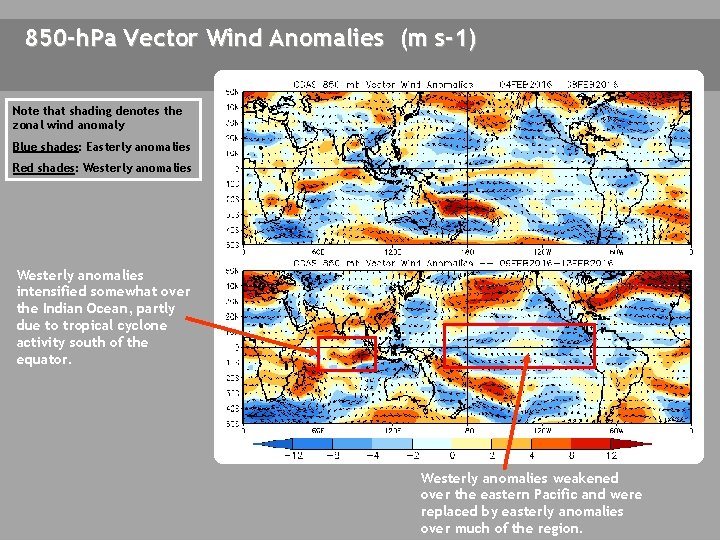 850 -h. Pa Vector Wind Anomalies (m s-1) Note that shading denotes the zonal