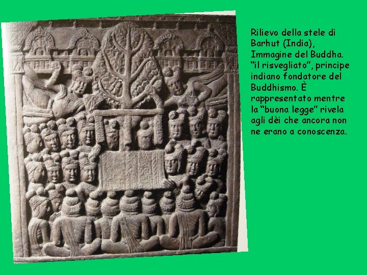 Rilievo della stele di Barhut (India), Immagine del Buddha. “il risvegliato”, principe indiano fondatore