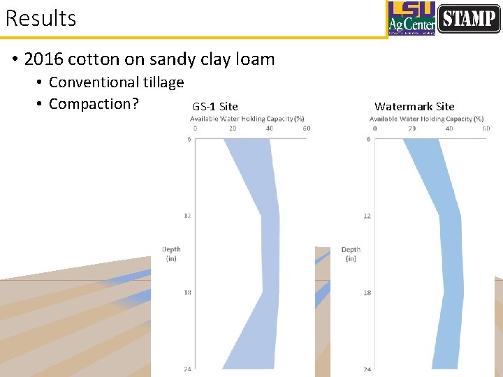 Results • 2016 cotton on sandy clay loam • Conventional tillage • Compaction? GS-1