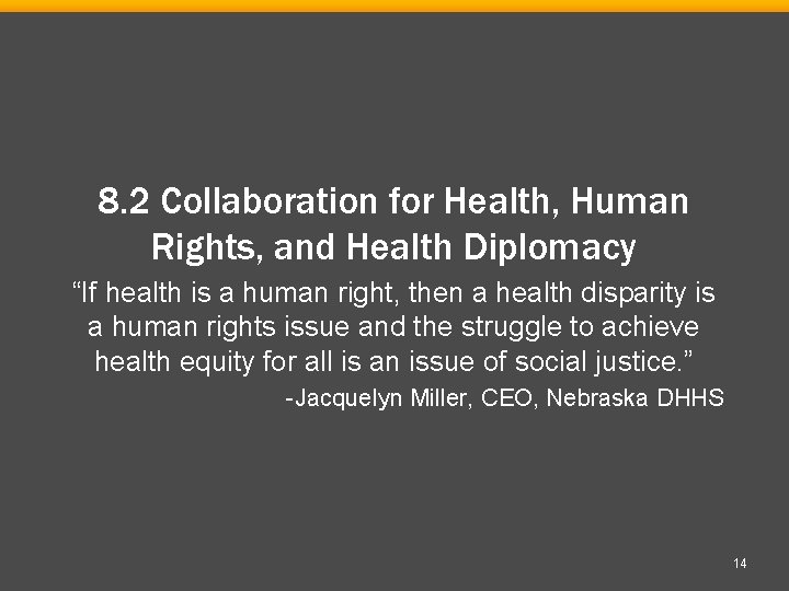 8. 2 Collaboration for Health, Human Rights, and Health Diplomacy “If health is a