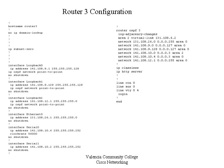 Router 3 Configuration Valencia Community College Cisco Networking 