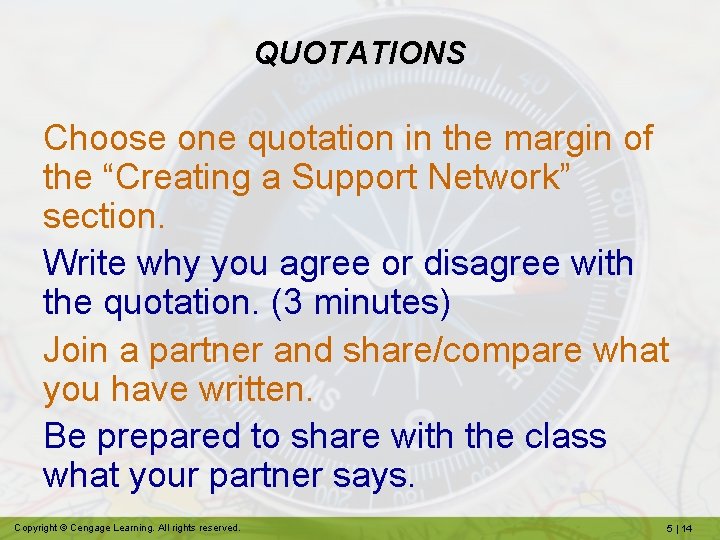 QUOTATIONS Choose one quotation in the margin of the “Creating a Support Network” section.