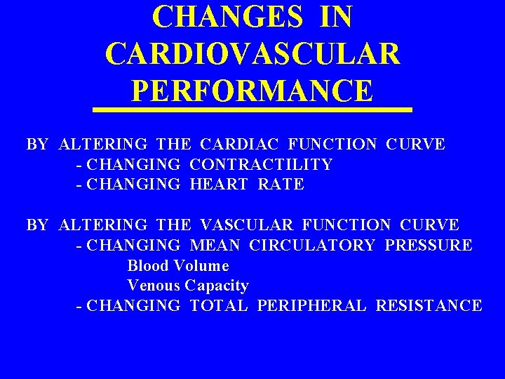 CHANGES IN CARDIOVASCULAR PERFORMANCE BY ALTERING THE CARDIAC FUNCTION CURVE - CHANGING CONTRACTILITY -