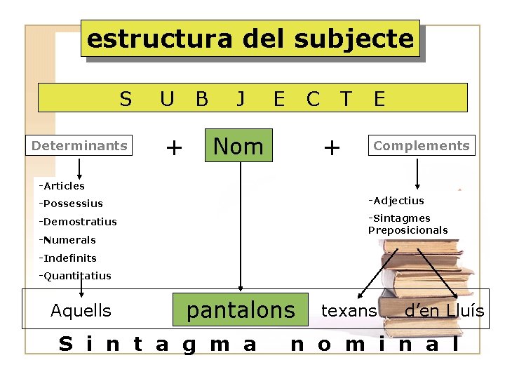 estructura del subjecte S Determinants U + B J E C Nom T +