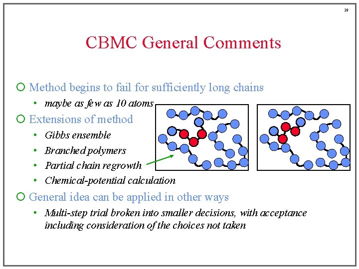 29 CBMC General Comments ¡ Method begins to fail for sufficiently long chains •