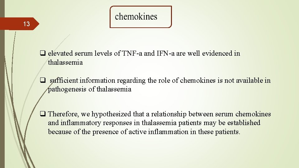 13 q elevated serum levels of TNF-a and IFN-a are well evidenced in thalassemia