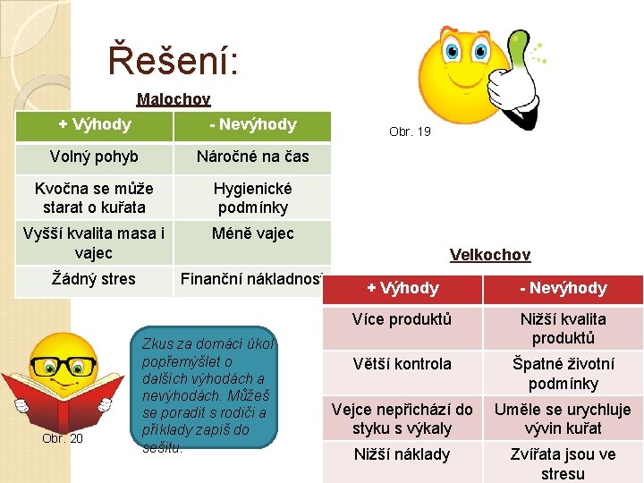 Řešení: Malochov + Výhody - Nevýhody Volný pohyb Náročné na čas Kvočna se může Řešení: Malochov + Výhody - Nevýhody Volný pohyb Náročné na čas Kvočna se může