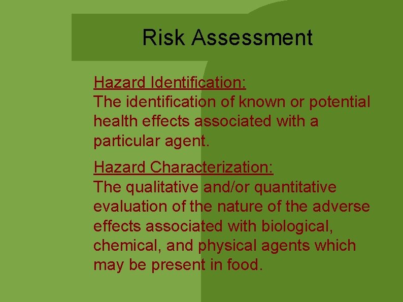 Risk Assessment Hazard Identification: The identification of known or potential health effects associated with Risk Assessment Hazard Identification: The identification of known or potential health effects associated with